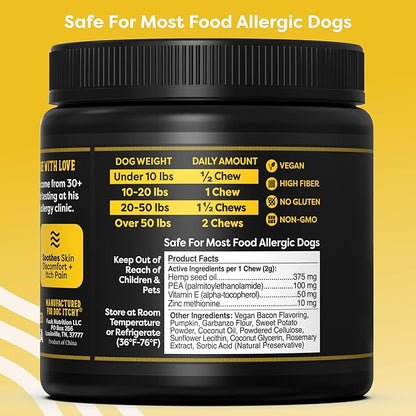 Doc Itchy: Itch Defense Dog Allergy Chews | Zinc + P.E.A. Itch & Allergy Relief Armor | Improve Paw Licking, Scratching, Hot Spots, Red Ears | Zinc Supplement for Dogs | Food Allergy Safe | 90 Chews