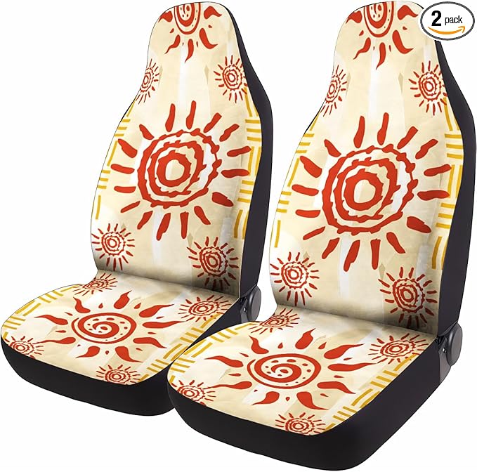 GENANY Bohemian Sun Car Seat Covers Set of 2, Breathable Front Seat Covers for Truck Sedan SUV, Boho Car Accessories, Boho Gift for Women Men
