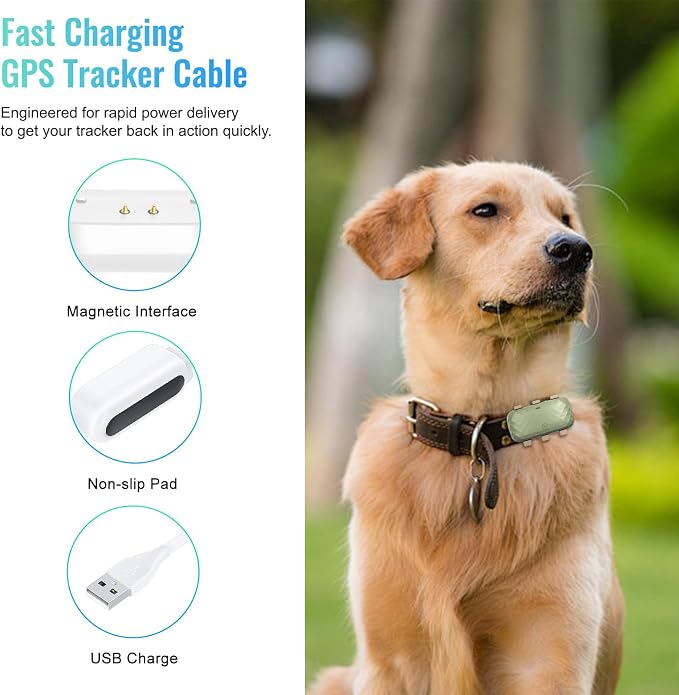 Magnetic Charging Cable for Tractive GPS Dog XL & XL Adventure, 2-in-1 Fast Charging USB Cord, Durable Replacement for Smart Dog GPS Tracker