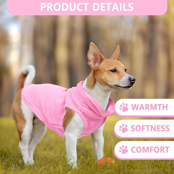 2 Pack Dog Sweater with Leash Ring Winter Warm Pet Sweater Thick Clothes Coat Fleece Dog Sweaters for Small Dogs Girl Boy for Chihuahua, French Bulldog, Dachshund,Small(4-6lbs)