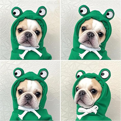 Pet Clothing Dog Transformation Frog Hoodie Autumn and Winter Warm Small Large Dog Method Dou Cat Bullfighting Clothes (Frog,XL)