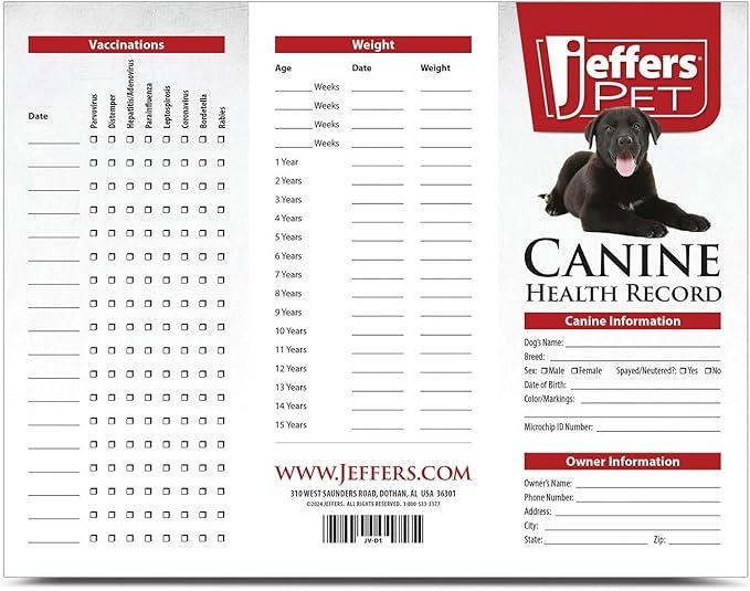 Jeffers Canine Health Records, 50 Pack