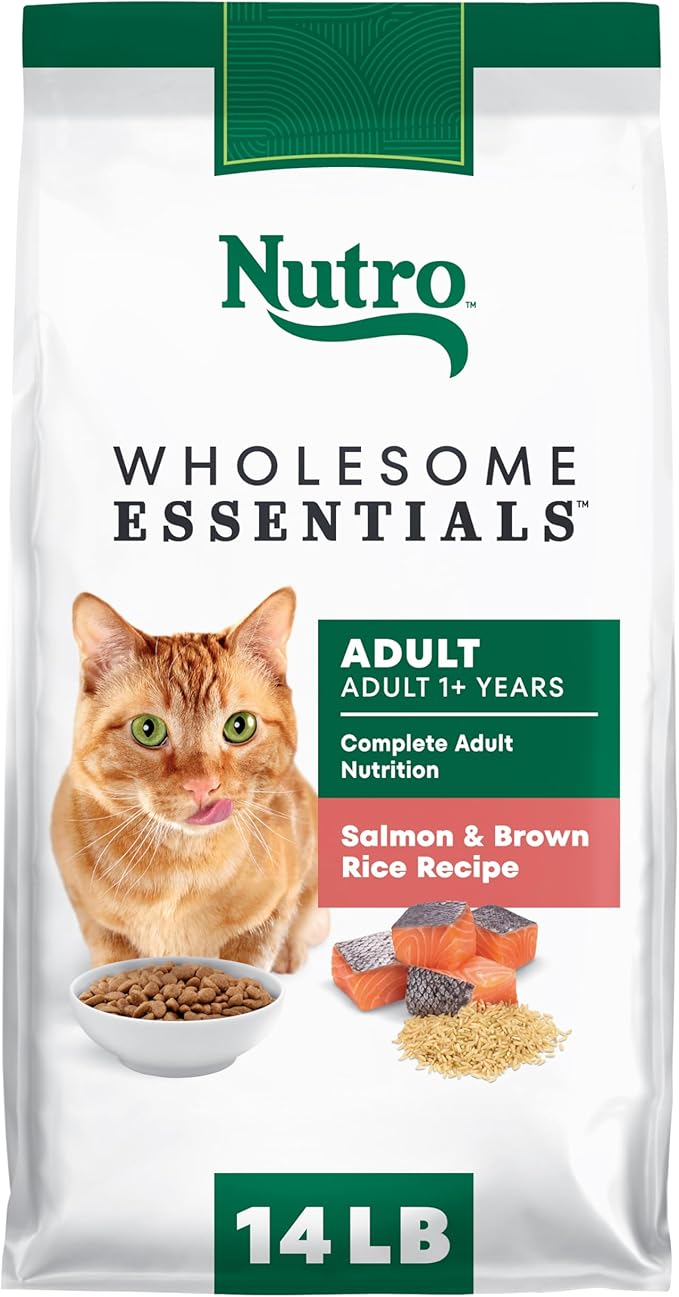 Nutro Wholesome Essentials Dry Cat Food, Adult Cat Food Dry Salmon & Brown Rice Recipe, 14 lb. Bag