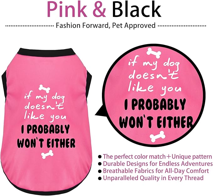 Color-Blocked Dog Tank Top with Playful Heat Transfer Designs – Lightweight Polyester Shirt for Small,MediumDogs, Perfect for Casual Outings.I Probably Won't Either Pink XS