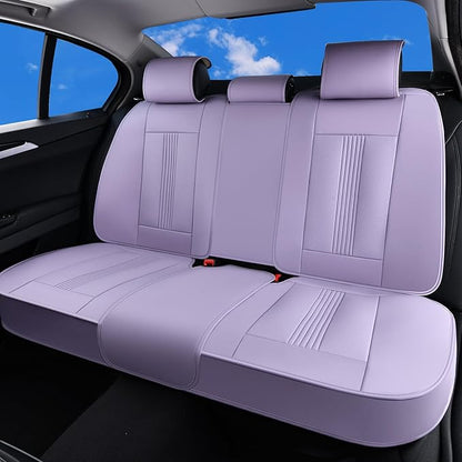 Huidasource Purple Back Seat Cover, Nappa Leather Rear Seat Cover with Ventilation Holes, Velcro Adjustable, Compatible with Armrests, Seat Belts, Child Safety Seats, for Most Cars SUV Truck, Purple