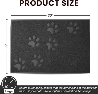 Andalus Large Cat Litter Mat, Pack of 2 - Waterproof, Non-Slip & Easy to Clean Cat Litter Box Mat for Extra Efficient Pet Litter-Trapping, Grey (30” X 18”)