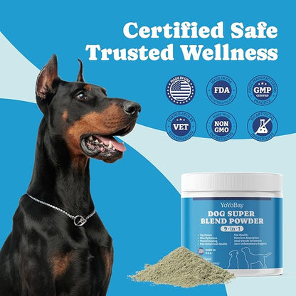 Supplements for Dogs, Dog Supplements Super Blend Powder 9 in 1, Vitamins for Dog, with Iceland Fish Powder, Support Gut Health, Hip and Joint, Multivitamin Support, 6.35oz, Fish Flavor