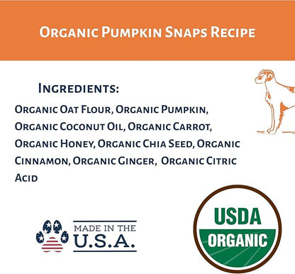 Dog Mamma's Organic Pumpkin Snaps Recipe - Certified Organic Dog Treats 6 oz