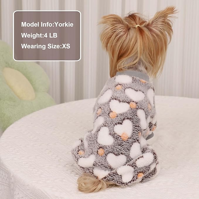 YIKEYO Small Dog Sweater,Dog Pajamas for Small Dogs,Cotton Stretchable Pet Pajamass Jammies Sweater for Dogs Female Male,Valentine's Day Winter Clothes Doggy Puppy Girl(Grey, S)