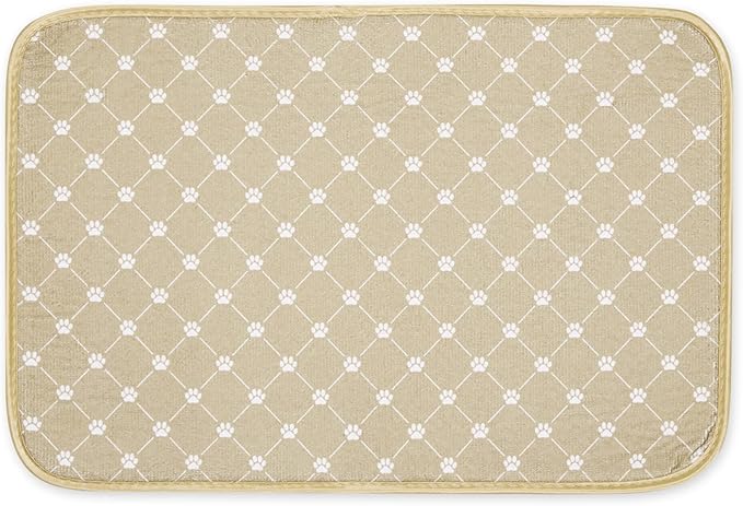 Bone Dry Machine Washable, Ultra Absorbent Pet Mat, 12x18, Taupe Trellis Print