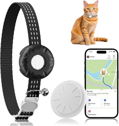 GPS Tracker for Cats (iOS Only), MINI GPS Cat Tracker, Pet Tracker, No Monthly Fee, Compatible with Apple Find My, Anti-Lost, Trackers Finder Tag for Vehicles, Pets, Kids, Items (Black)