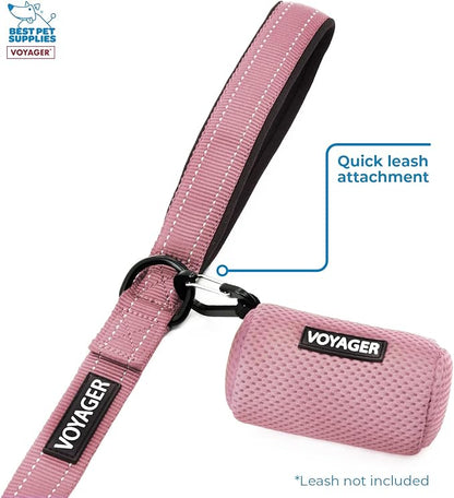 Best Pet Supplies 2-Pack Dog Poop Bag Holder Leash Attachment, Color, Reusable Mesh Dispenser Pouch for Travel, Walking, Park, and Outdoor Use, Soft and Durable with Clip-On - Mesh Pink