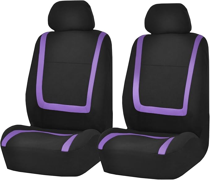 FH Group Car Seat Covers Full Set Cloth - Universal Fit Automotive Seat Covers, Low Back Front Seat Covers, Solid Back Seat Cover, Washable Car Seat Cover for SUV, Sedan and Van Purple