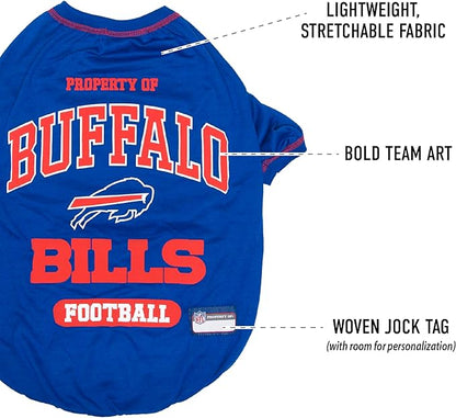 NFL Buffalo Bills Dog T-Shirt for Pets, Size Large. Officially Licensed Pet Shirt with Team Logo, Soft Stretchable Comfort Fit Apparel for Dogs & Cats