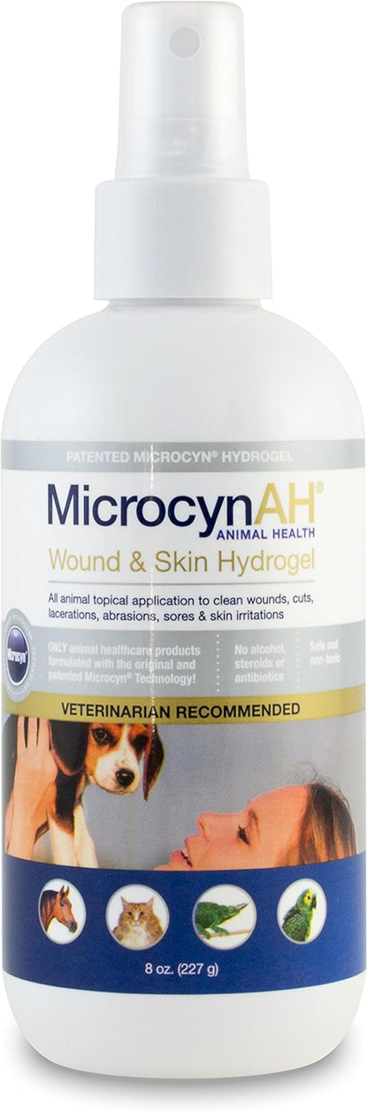 MicrocynAH Wound and Skin Care Sprayable Hydrogel, 8-Ounce