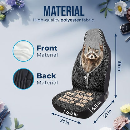 GENANY Funny Raccoon Car Seat Covers Set of 2, Racoon Breathable Front Seat Covers for Truck Sedan SUV, Funny Car Accessories, Raccoon Gift for Women Men