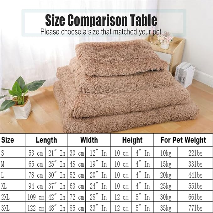 Liveinu Long Plush Calming Pet Bed Cuddler Pet Bed for Dogs and Cats Fluffy Faux Fur Dog Bed with Anti Slip Bottom Machine Washable Pet Sleep Bed Crate Mat Gradient Pink 2XL