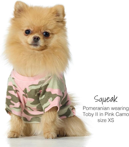 Pet Passion Toby II - The Perfect Tee, 3 Pack Short Sleeve Pet T-Shirt 100% Organic Cotton Tees Clothes for Small, Medium, Large Dogs, Pink Camo, X-Small (5-12 lbs)