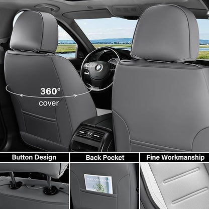 Coverado Car Seat Covers Full Set, Seat Covers for Cars, Front Seat Covers and Back Seat Cover Waterproof Leather Automotive Seat Cover, Universal Car Interior Protectors Cushion for Most Cars