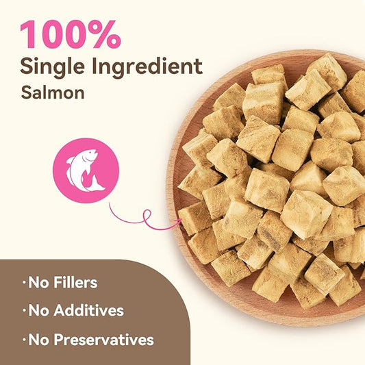 Freeze Dried Dog & Cat Treats – Single Ingredient Salmon, High Protein Training Treats & Food Topper, 10.6 oz