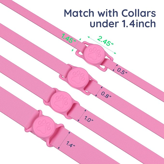 IP68 Waterproof Dog AirTag Holder for Dog Collar, Soft, Stretchy Silicone | Full-Body Protection, Easy Tool-Free Installation, Quiet, No-Dangle Fit, Lightweight, Fits Dog & Cat Collars of All Widths