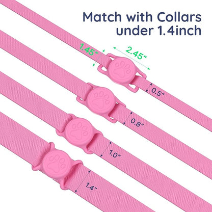 IP68 Waterproof Dog AirTag Holder for Dog Collar, Soft, Stretchy Silicone | Full-Body Protection, Easy Tool-Free Installation, Quiet, No-Dangle Fit, Lightweight, Fits Dog & Cat Collars of All Widths