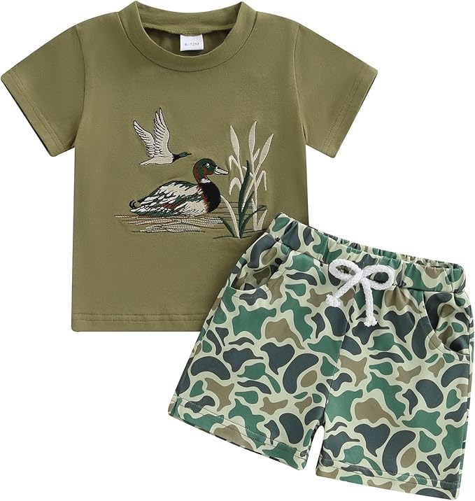 Toddler Baby Boy Clothes 6 12 18 24 Months Summer Outfit Short Sleeve T-Shirt Tops Camo Shorts Set 2T 3T 4T