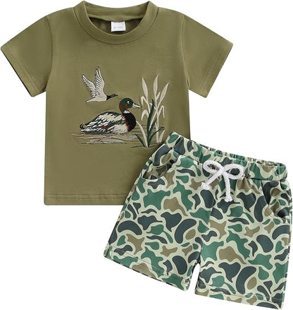 Toddler Baby Boy Clothes 6 12 18 24 Months Summer Outfit Short Sleeve T-Shirt Tops Camo Shorts Set 2T 3T 4T
