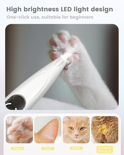 PAPMINI Dog Grooming Kit with LED Display, 35dB Ultra-Low Noise Dog Paw Trimmer, Cordless Hair Trimmer for Paws, Ears, Face, Rump with LED Light