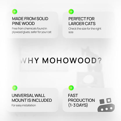 Cat Bed, Wall-Mounted Wooden Corner, Wall Furniture, Cat Corner Wall Shelf Bed with Cushion, Easy to Install (Natural, Pillow Color White)