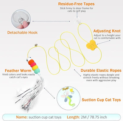 11 PCS Interactive Cat Toy for Indoor Cats, Kitten Toys with 4 Hanging Door Cat Toys and 7 Multiple Replacement Heads for Indoor Self Play & Exercise