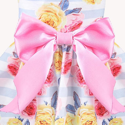 PUPTECK Floral Dog Dress for Spring Outfit Puppy Cute Small Dogs Clothes,Stripe,M
