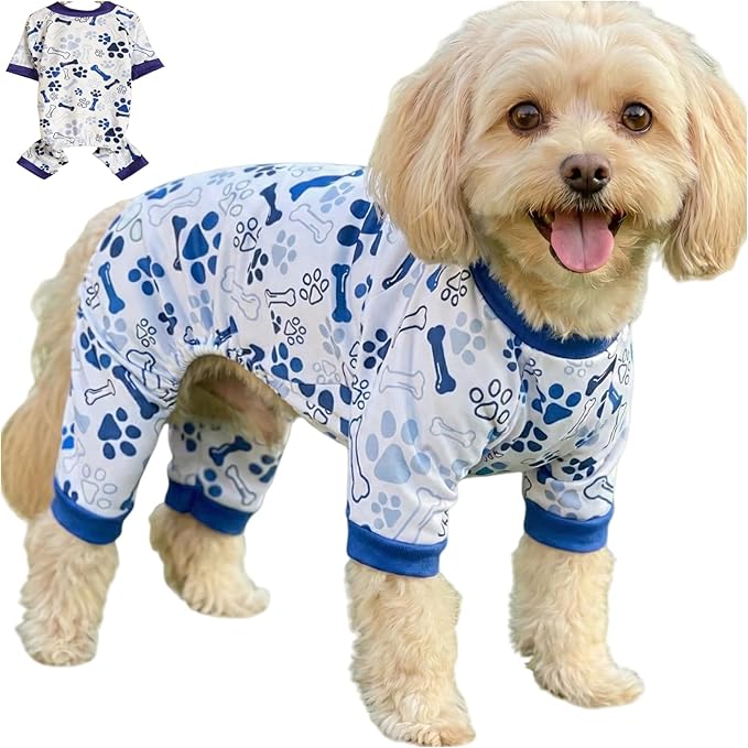 Vet-Approved Calming Dog Pajamas Onesie | High-End Hypoallergenic Polyester | Ultra-Premium & Cute for Small, Medium Dog Holiday Clothes & Recovery Suit | All-Season XL