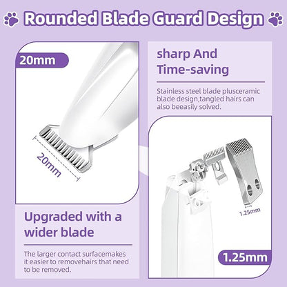Dog Paw Trimmer with LED Light, Ultra-Quiet Pet Hair Clippers for Small Areas, Cordless Dog Grooming Kit for Paws, Eyes, Ears & Rump, Low Noise Rechargeable Shaver for Anxious Dogs & Cats