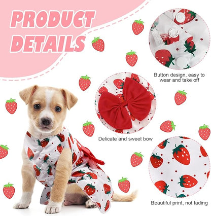 6 Pieces Dog Dresses for Small Dogs Girls, Cute Princess Puppy Kitten Dog Dresses with Flowers and Bowknot for Pet Cats, Small Dogs Outfits Female Pet Skirts Clothes for Chihuahua Yorkies