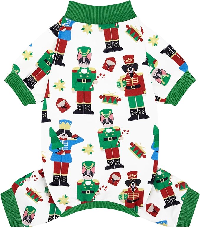XPUDAC Christmas Dog Pajamas Comfy Dog Clothes for Small Medium Dogs Girl Boy Holiday Pet Outfit Winter Puppy Jumpsuits Pet Pjs Apparel, L