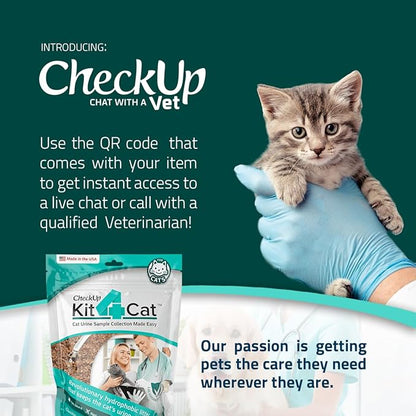 KIT4CAT 2lb Hydrophobic Cat Litter for Urine Sample Collection, Uniquely Made with Natural Sand - Keeps Liquid Clean and On Top | CheckUp on Your Cat's Wellness at Home (3 x 11oz Bags)