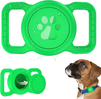 SANKALA Airtag Dog Collar Holder, Waterproof, Green, 1 Pack | Silicone Full Body Covered, Anti-Lost Protective, Fits All Width Collars, for Apple AirTag(Gen 1 & 2), Signal Friendly ﻿