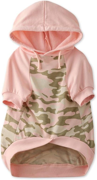 Pet Passion Rocky – The Original Lightweight Hooded Tee 100% Organic Cotton Dog Hoodie Pet Coat Sweater for All Sized Dogs, Pink Half Camo, X-Small (5-12 lbs)