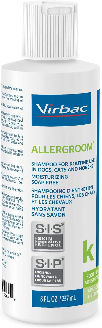 Virbac ALLERGROOM® Shampoo For Dogs, Cats & Horses (8 oz) - For Normal or Dry Skin