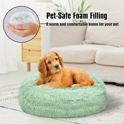 FORMYCATIE Cat Beds for Indoor Cats,Cat Cave for Puppy and Kitty,Calming Small Dog Bed for Small Dogs with Cover Cave,Cozy Warming Fluffy Washable Anti-Slip Pet Sleeping Bag(20 * 20inch,Green)