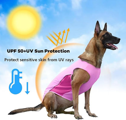 UPF 50+ Sun Protection Dog T-Shirt, 2 Pack Lightweight Sleeveless Dog Vest for Small Medium Dogs Girl – Reflective Strips, Quick-Dry Pet Apparel, Sports Fan Shirt P23ST00504XL