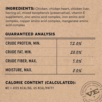 Vital Essentials Freeze Dried Cat Food, Raw Chicken Mini Patties | Complete Meal or Topper | Easy to Portion and Rehydrate | High Protein, Grain Free Dry Cat Food | 8 oz Bag