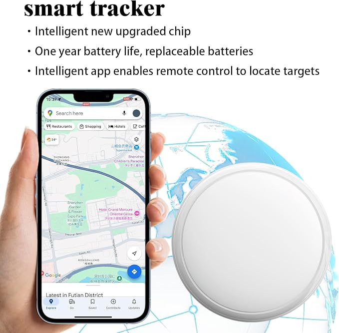 GPS Tracker for Vehicles, 1-Minute Updates, No SIM Card or Monthly Fees | iOS & Android App, 1-Year Replaceable Battery, Magnetic IPX7 Waterproof Design for Cars, Motorcycles & More