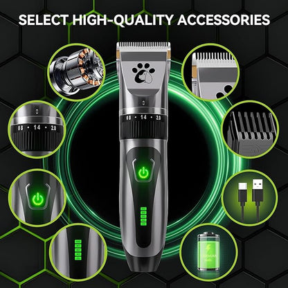 Coldspot Dog Clippers Cordless, Professional Cat Trimmer, 2-Speed Low Noise Dog Grooming Kit, Pet Trimmer for Small Large Thick Hair Dogs