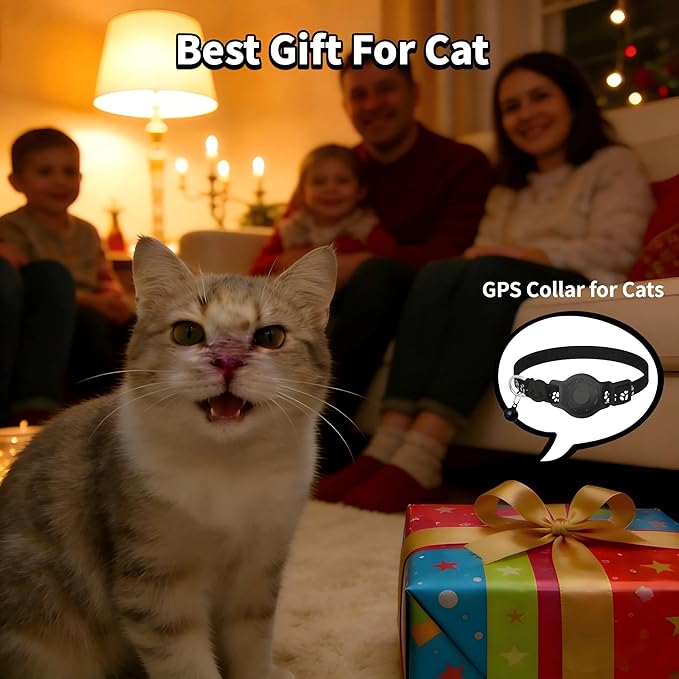 Cat Collar (iOS Only) - Pet Tracker Compatible with Apple Find My, Waterproof Smart Tag, No Monthly Fee. Advanced Safety Solution for Small & Large Cats.
