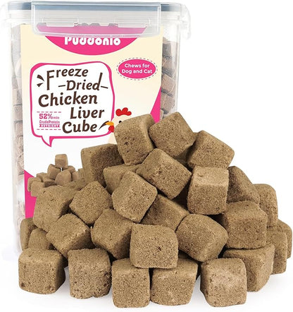 Freeze Dried Dog & Cat Treats – Single Ingredient Chicken Liver, High Protein Training Treats & Food Topper, 10.6 oz