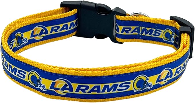 NFL PET Collar Los Angeles Rams Dog Collar, Large Football Team Collar for Dogs & Cats. A Shiny & Colorful Cat Collar & Dog Collar Licensed by The NFL