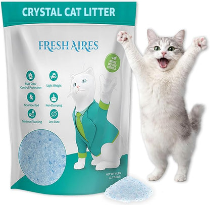 Silica Crystal Cat Litter | Unscented, Lightweight, Non-Clumping, Low Dust & Tracking, Long-Lasting Odor Control Cat Litter for Cats and Kittens | 6 Lb Bag of Crystal Litter