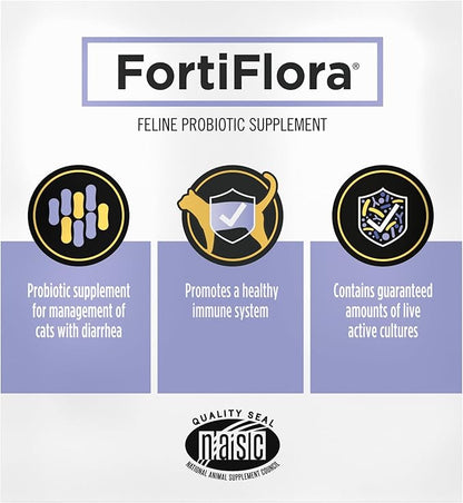 Purina Pro Plan Veterinary Supplements FortiFlora Daily Probiotics for Cats for Digestive Gut Health and Diarrhea - 30 ct. Box